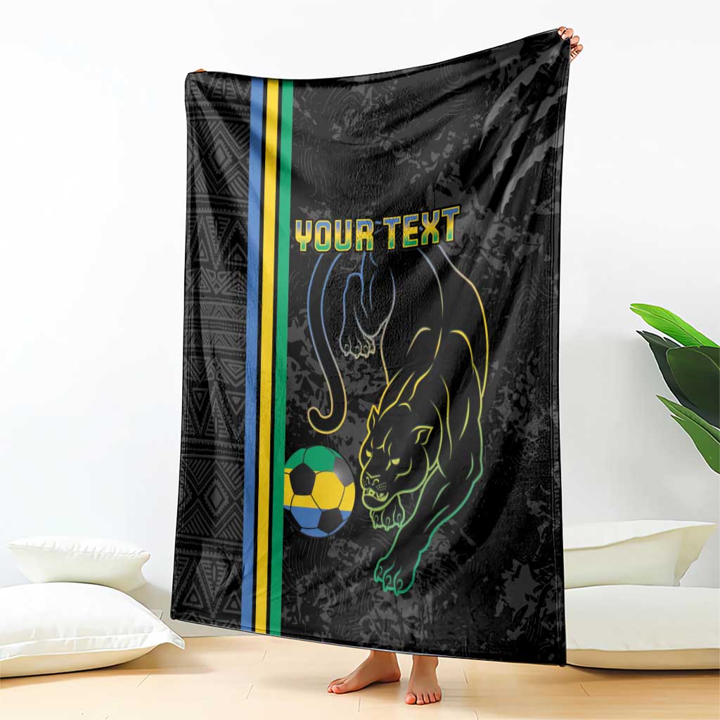 Custom Gabon Football Blanket Go Les Pantheres - Black Ver