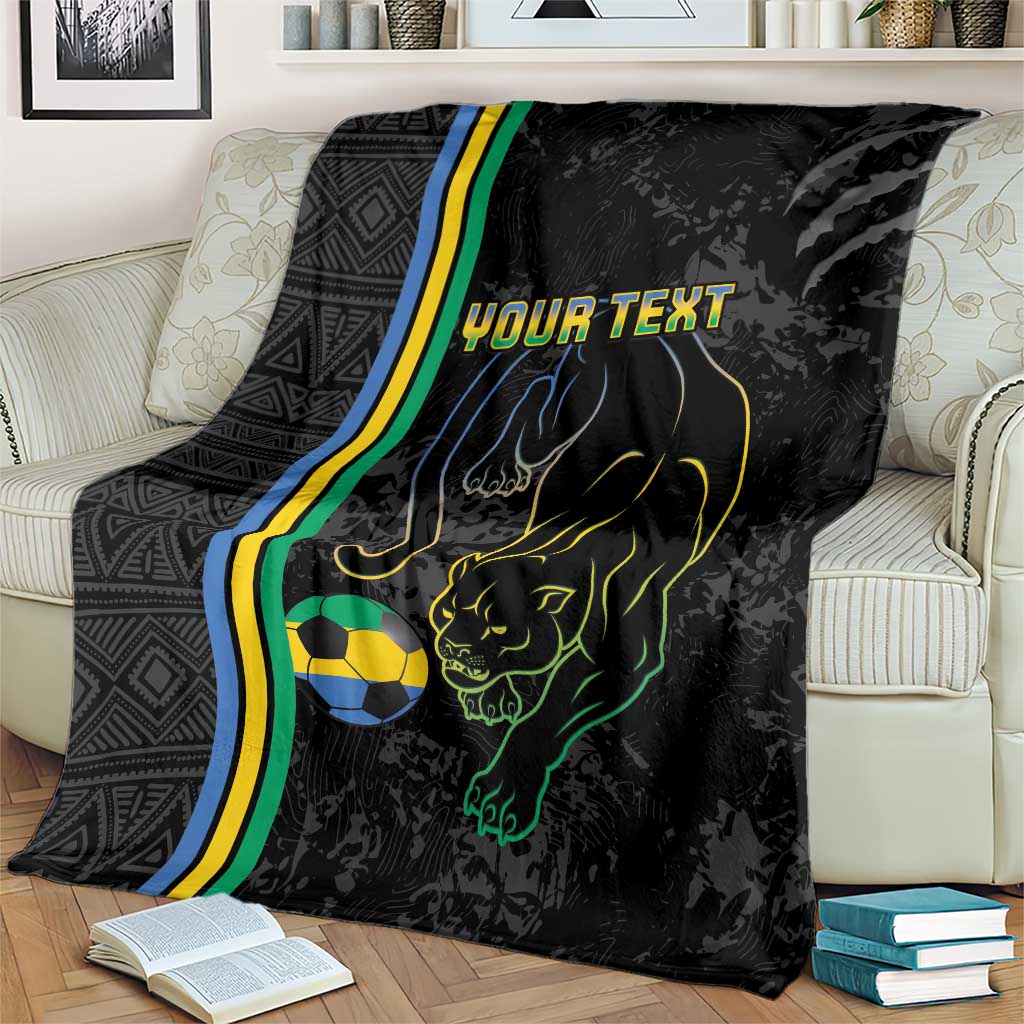 Custom Gabon Football Blanket Go Les Pantheres - Black Ver