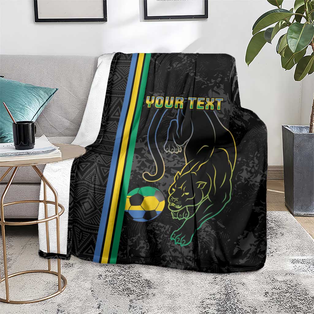 Custom Gabon Football Blanket Go Les Pantheres - Black Ver