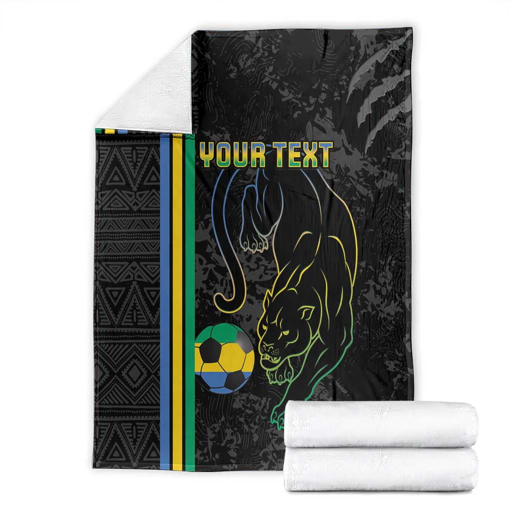 Custom Gabon Football Blanket Go Les Pantheres - Black Ver
