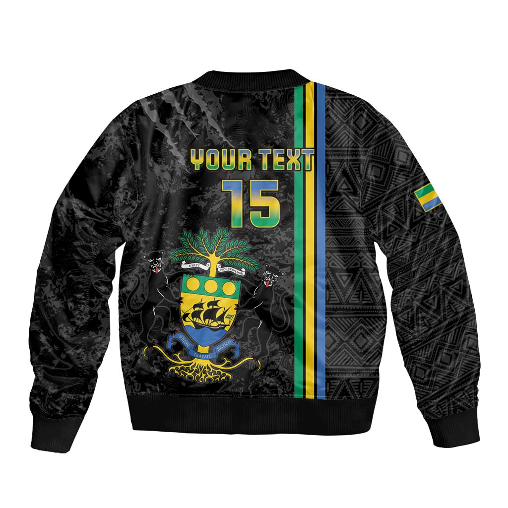 Custom Gabon Football Bomber Jacket Go Les Pantheres - Black Ver