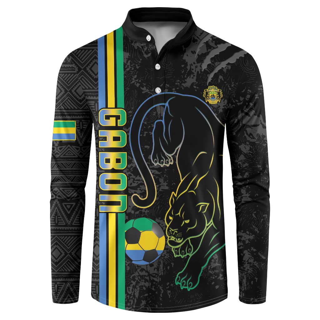 Custom Gabon Football Button Sweatshirt Go Les Pantheres - Black Ver