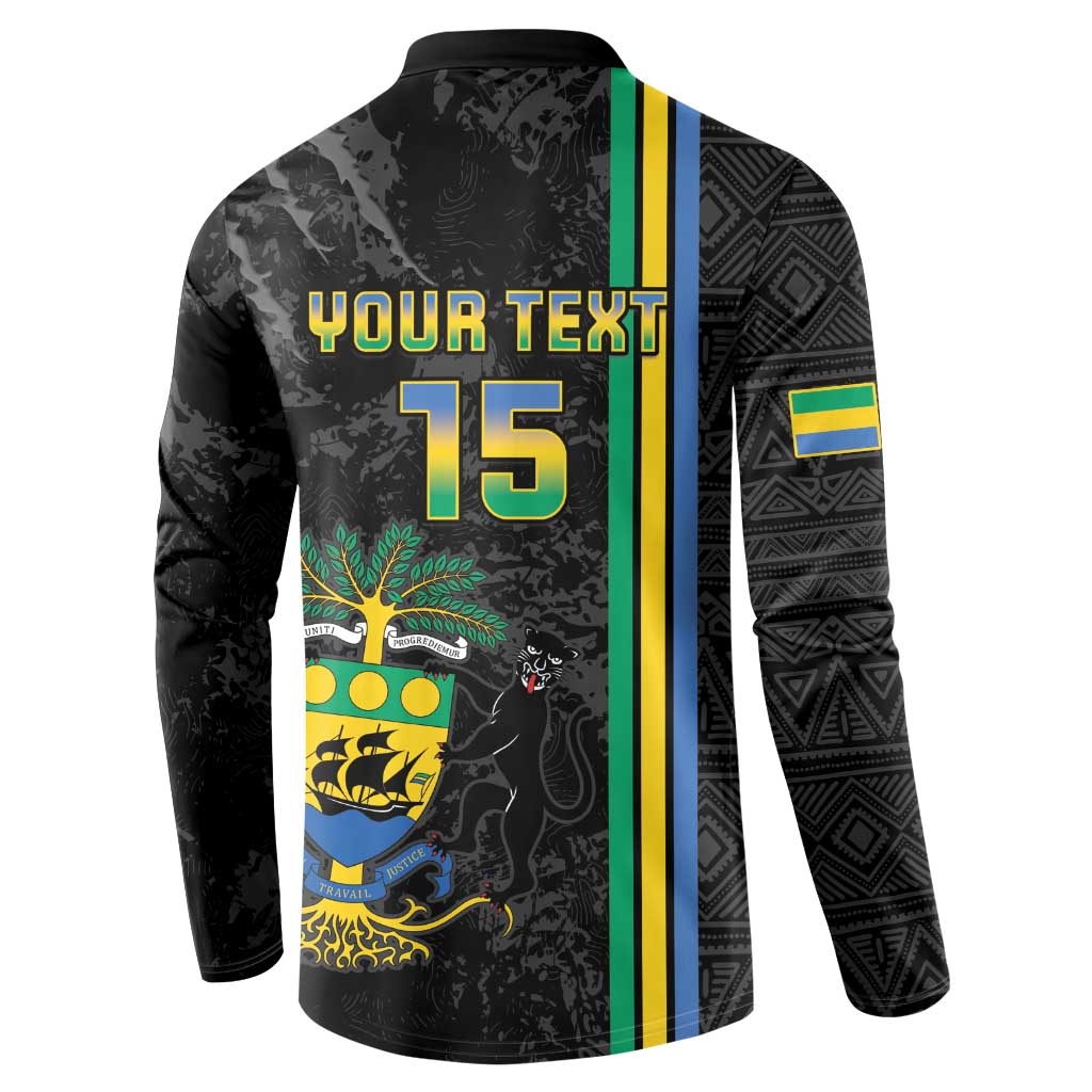 Custom Gabon Football Button Sweatshirt Go Les Pantheres - Black Ver