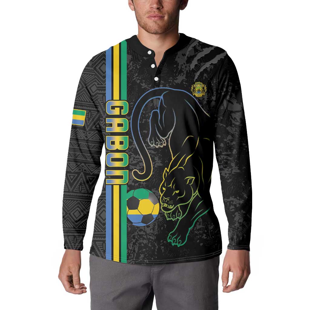 Custom Gabon Football Button Sweatshirt Go Les Pantheres - Black Ver