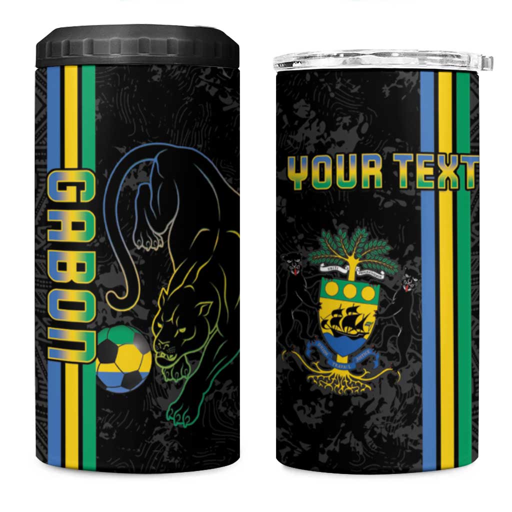 Custom Gabon Football 4 in 1 Can Cooler Tumbler Go Les Pantheres - Black Ver