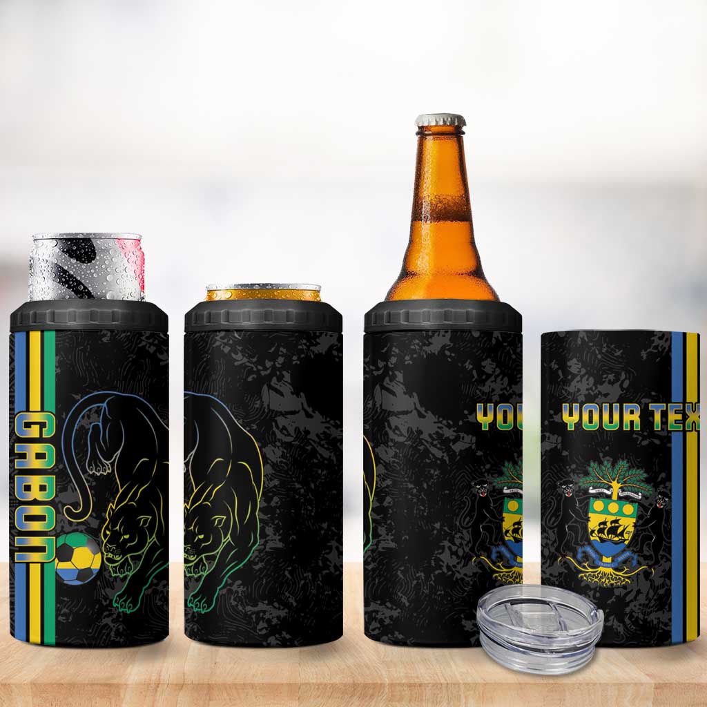 Custom Gabon Football 4 in 1 Can Cooler Tumbler Go Les Pantheres - Black Ver