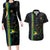 Custom Gabon Football Couples Matching Long Sleeve Bodycon Dress and Hawaiian Shirt Go Les Pantheres - Black Ver