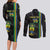 Custom Gabon Football Couples Matching Long Sleeve Bodycon Dress and Long Sleeve Button Shirt Go Les Pantheres - Black Ver