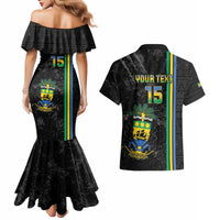 Custom Gabon Football Couples Matching Mermaid Dress and Hawaiian Shirt Go Les Pantheres - Black Ver