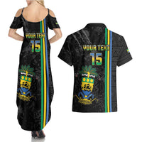 Custom Gabon Football Couples Matching Summer Maxi Dress and Hawaiian Shirt Go Les Pantheres - Black Ver
