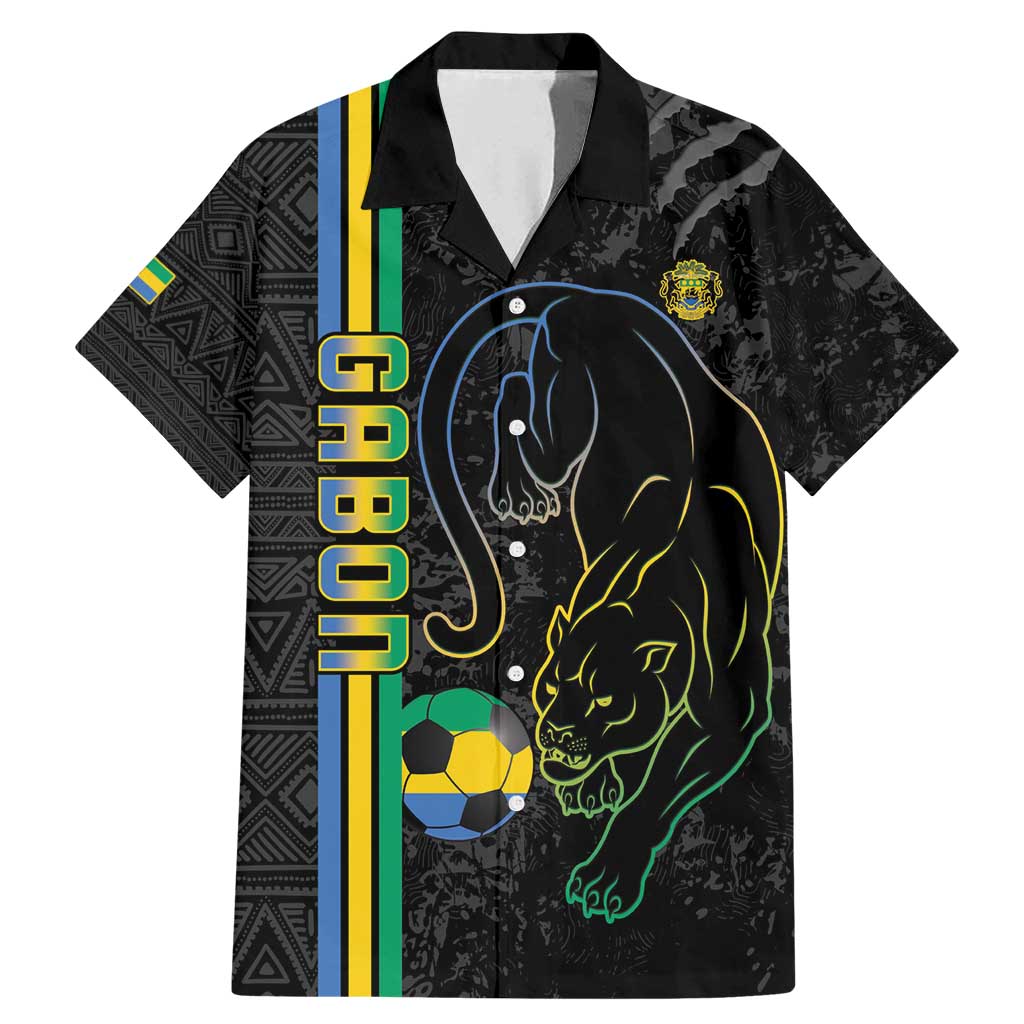 Custom Gabon Football Family Matching Mermaid Dress and Hawaiian Shirt Go Les Pantheres - Black Ver
