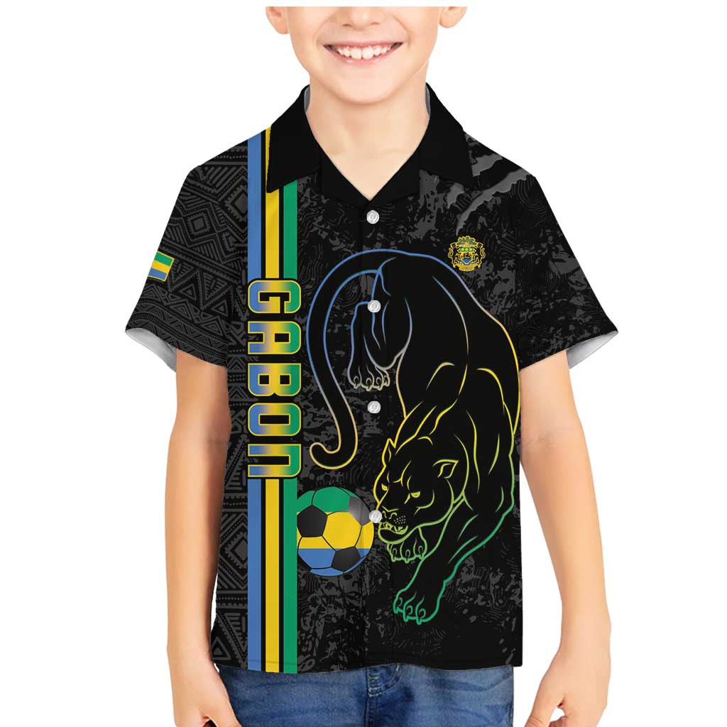 Custom Gabon Football Family Matching Mermaid Dress and Hawaiian Shirt Go Les Pantheres - Black Ver
