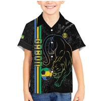 Custom Gabon Football Family Matching Mermaid Dress and Hawaiian Shirt Go Les Pantheres - Black Ver