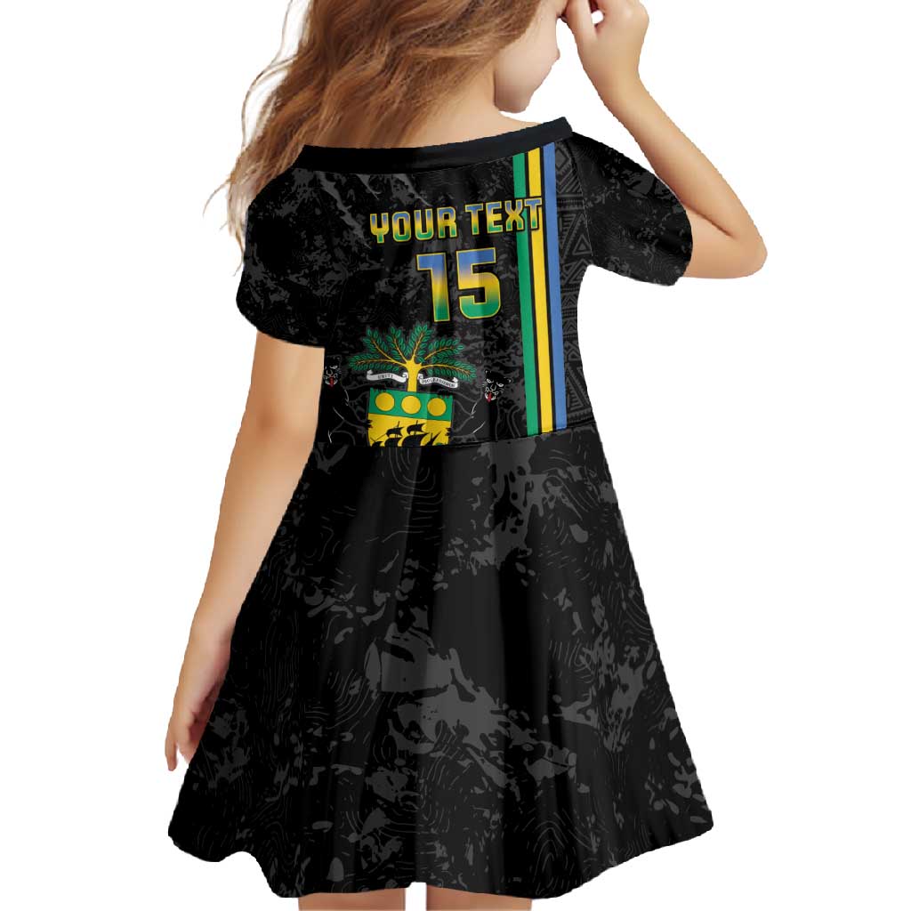 Custom Gabon Football Family Matching Off Shoulder Maxi Dress and Hawaiian Shirt Go Les Pantheres - Black Ver