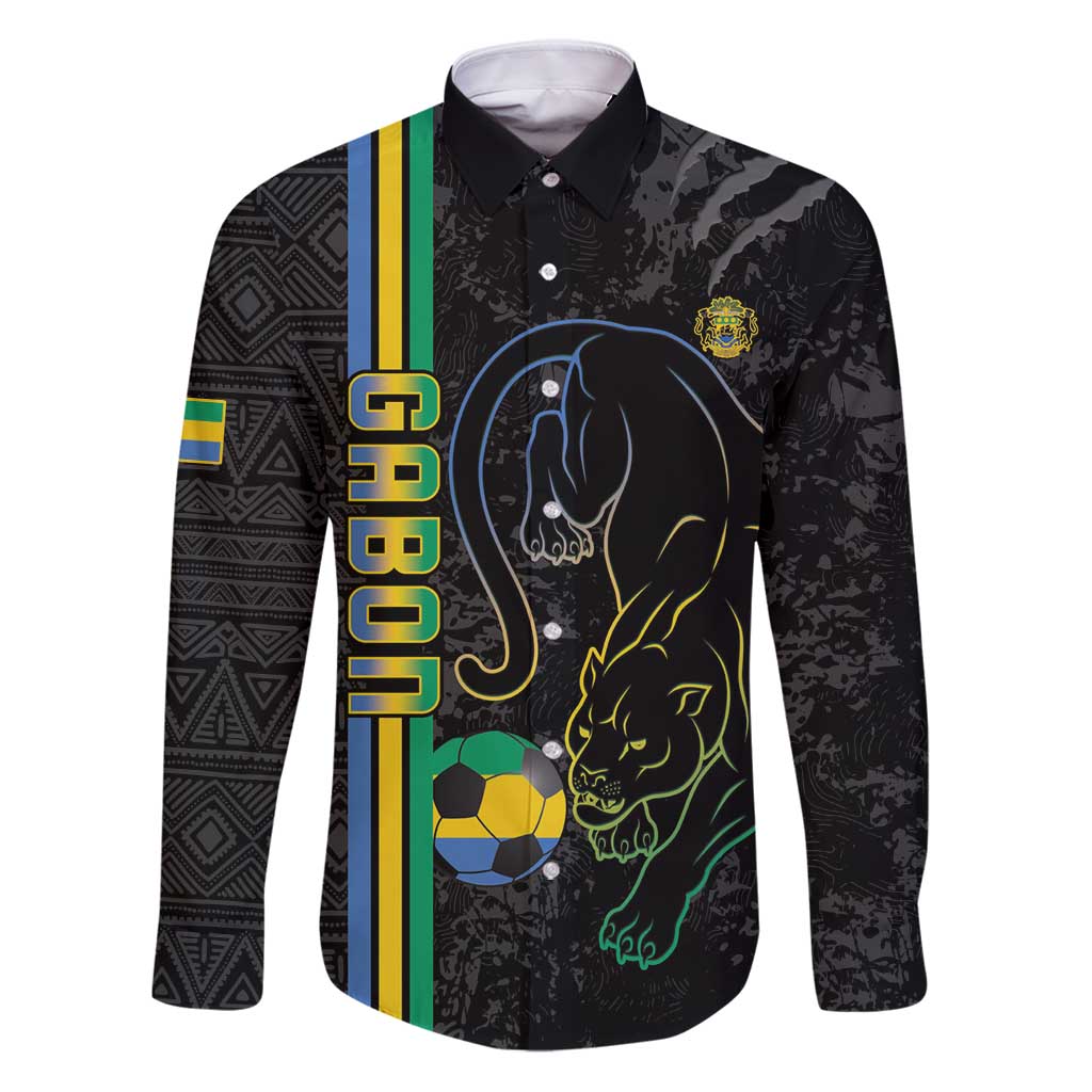 Custom Gabon Football Family Matching Puletasi and Hawaiian Shirt Go Les Pantheres - Black Ver