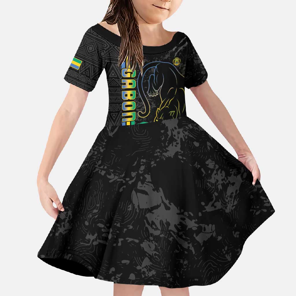 Custom Gabon Football Family Matching Summer Maxi Dress and Hawaiian Shirt Go Les Pantheres - Black Ver