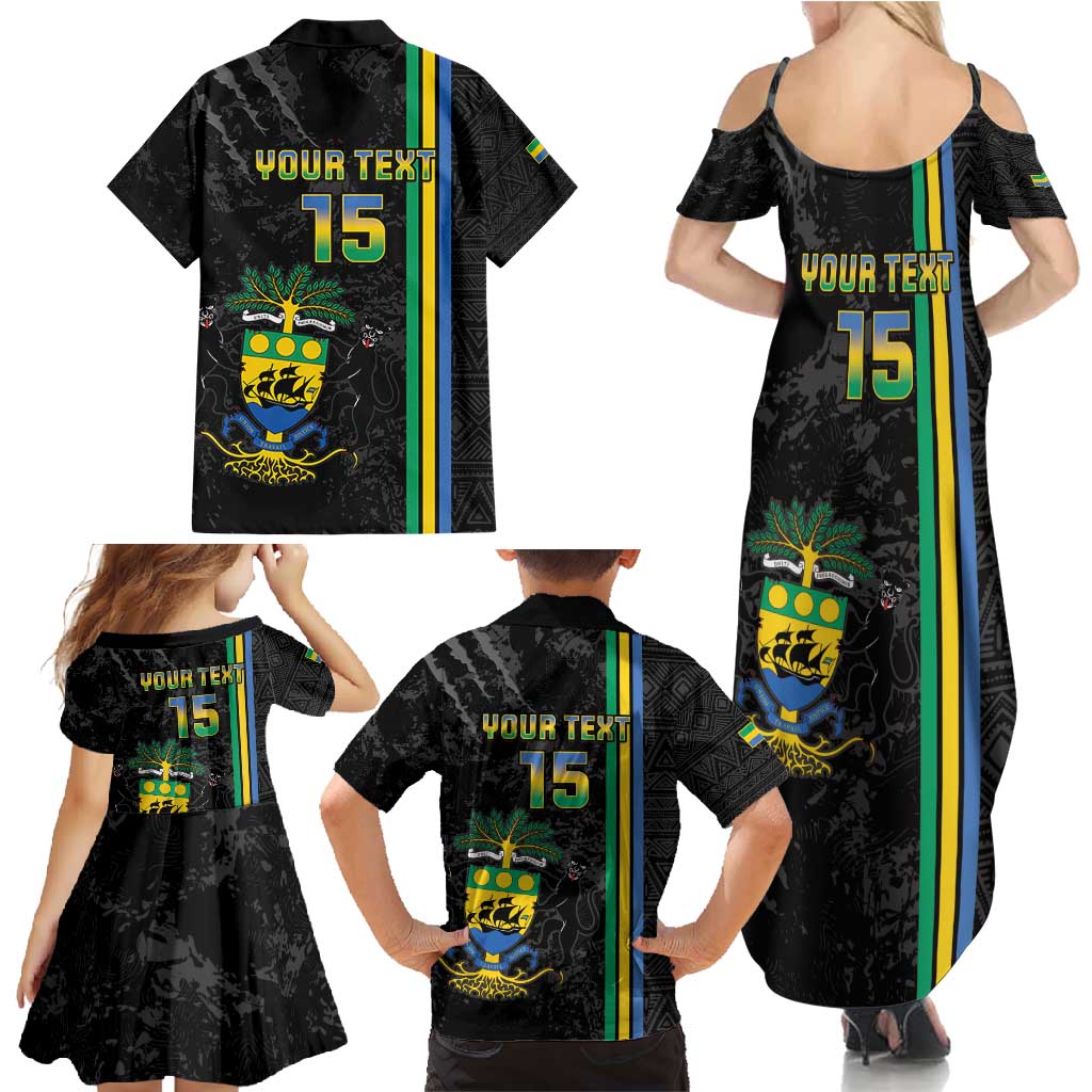 Custom Gabon Football Family Matching Summer Maxi Dress and Hawaiian Shirt Go Les Pantheres - Black Ver