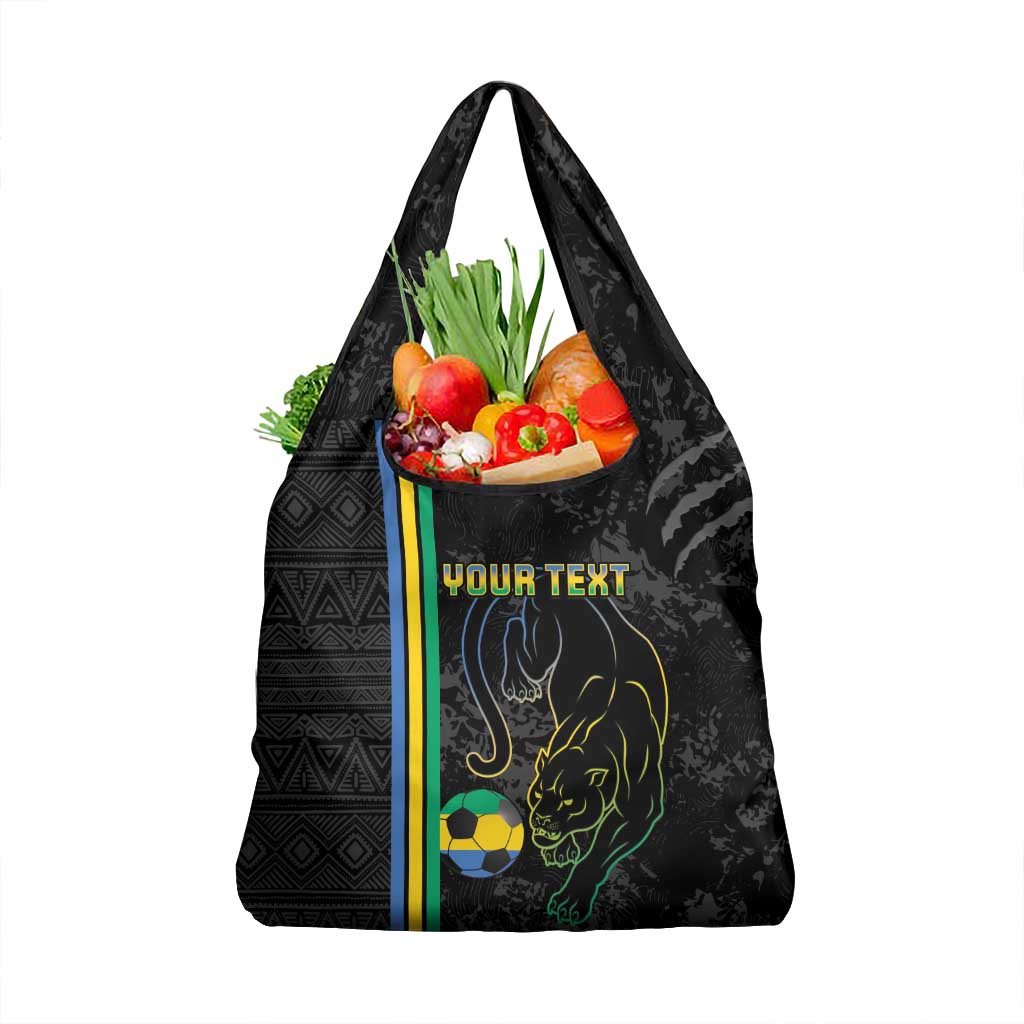 Custom Gabon Football Grocery Bag Go Les Pantheres - Black Ver