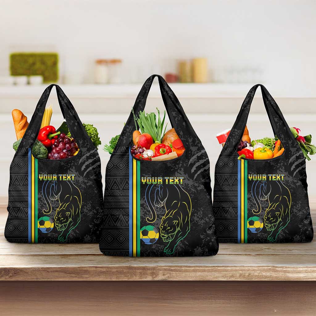 Custom Gabon Football Grocery Bag Go Les Pantheres - Black Ver