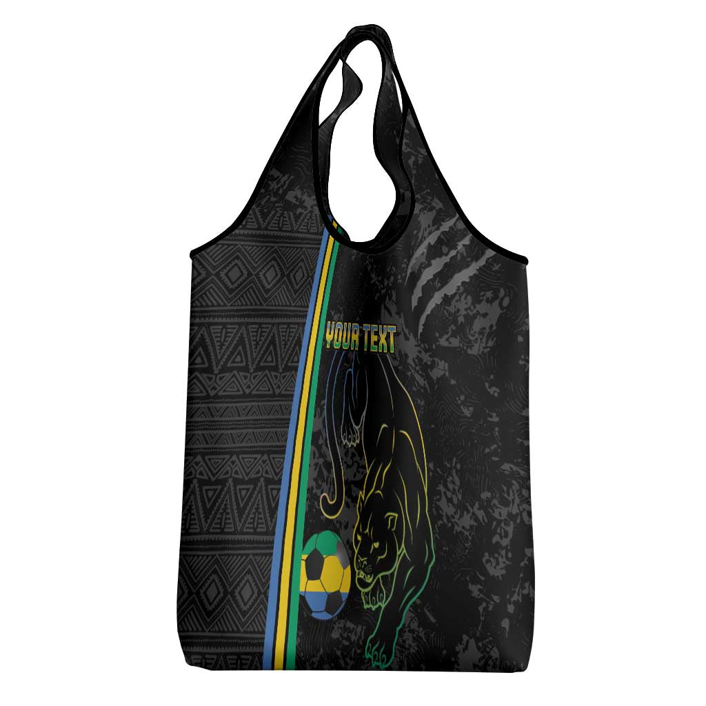Custom Gabon Football Grocery Bag Go Les Pantheres - Black Ver