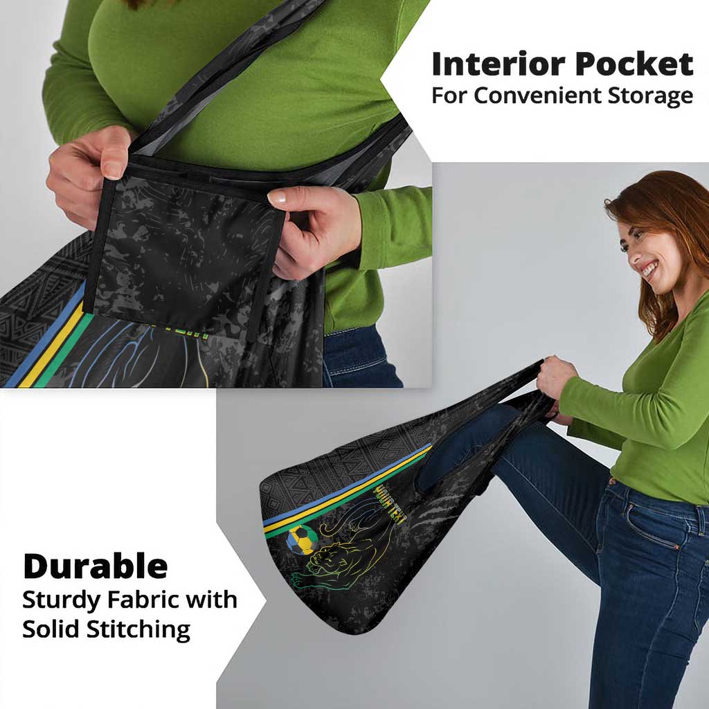 Custom Gabon Football Grocery Bag Go Les Pantheres - Black Ver