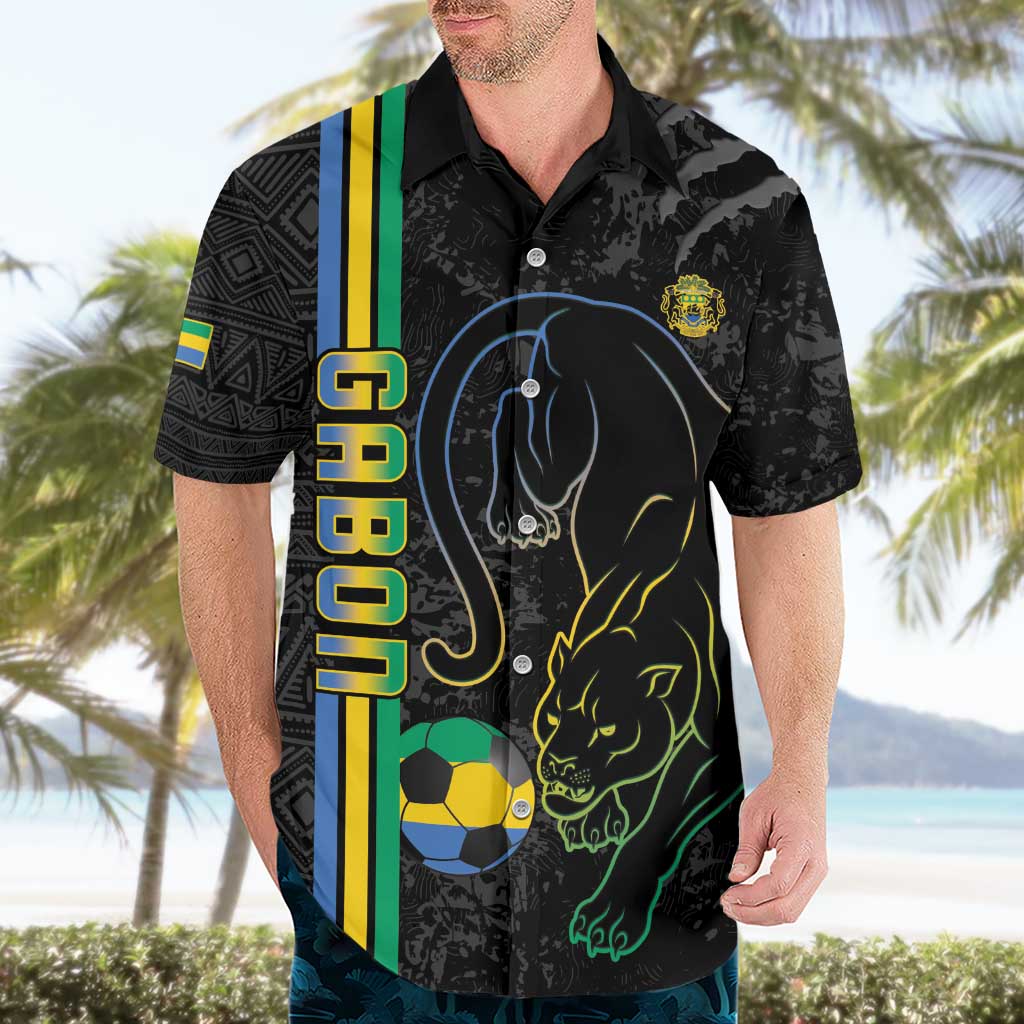 Custom Gabon Football Hawaiian Shirt Go Les Pantheres - Black Ver