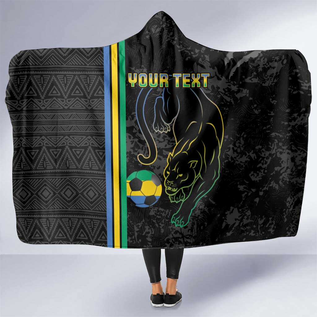 Custom Gabon Football Hooded Blanket Go Les Pantheres - Black Ver