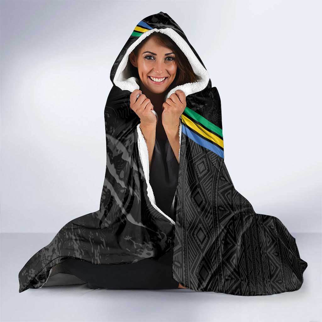 Custom Gabon Football Hooded Blanket Go Les Pantheres - Black Ver