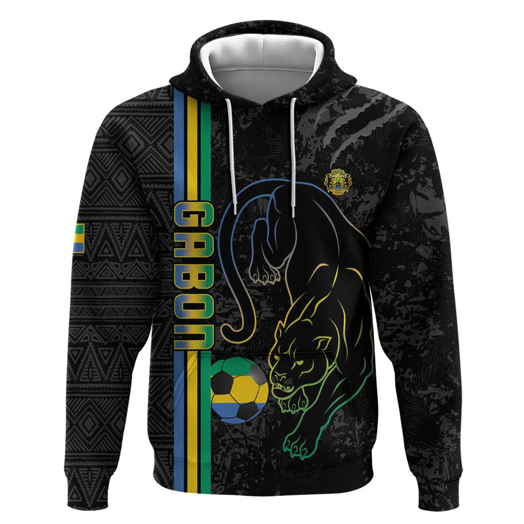Custom Gabon Football Hoodie Go Les Pantheres - Black Ver