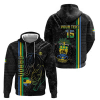 Custom Gabon Football Hoodie Go Les Pantheres - Black Ver
