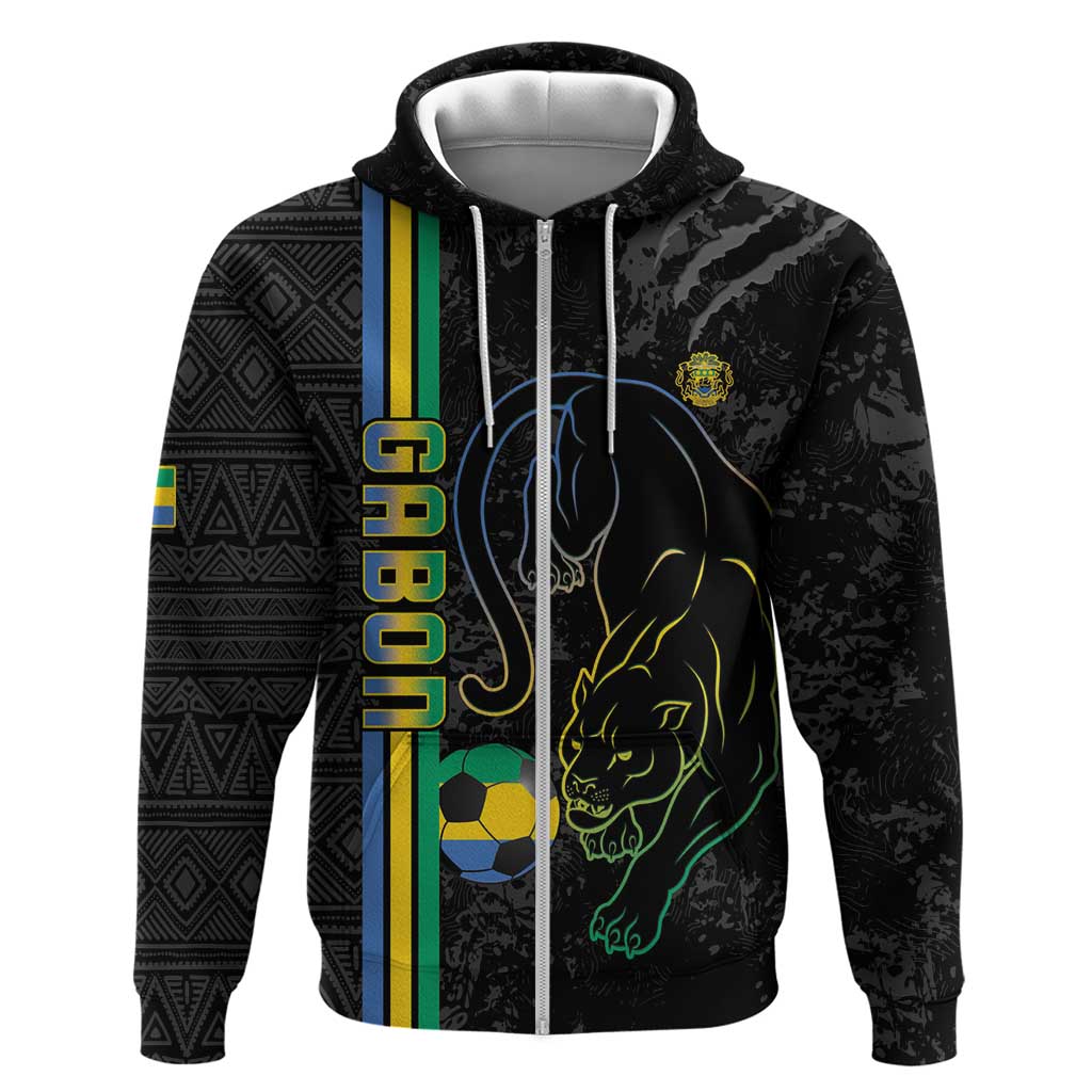Custom Gabon Football Hoodie Go Les Pantheres - Black Ver