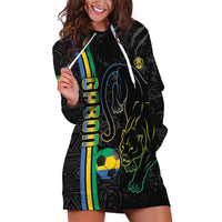 Custom Gabon Football Hoodie Dress Go Les Pantheres - Black Ver