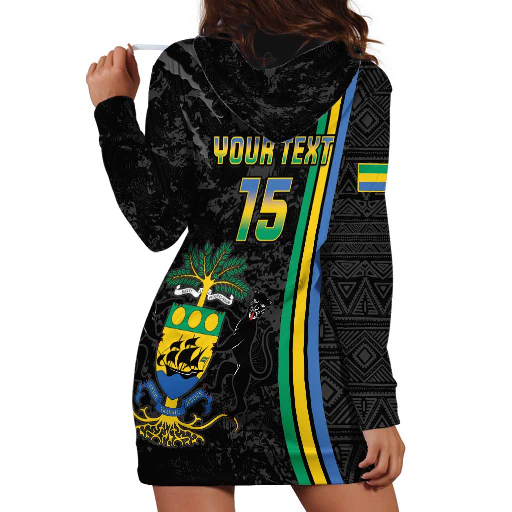 Custom Gabon Football Hoodie Dress Go Les Pantheres - Black Ver