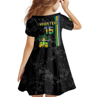 Custom Gabon Football Kid Short Sleeve Dress Go Les Pantheres - Black Ver
