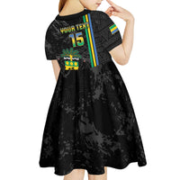 Custom Gabon Football Kid Short Sleeve Dress Go Les Pantheres - Black Ver