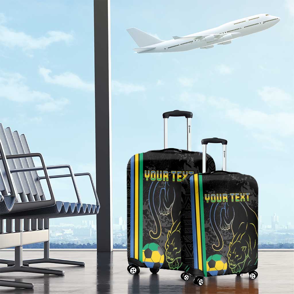 Custom Gabon Football Luggage Cover Go Les Pantheres - Black Ver
