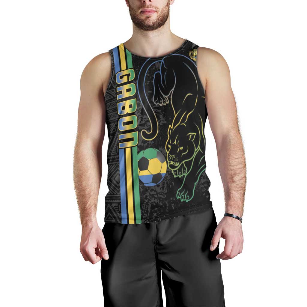 Custom Gabon Football Men Tank Top Go Les Pantheres - Black Ver