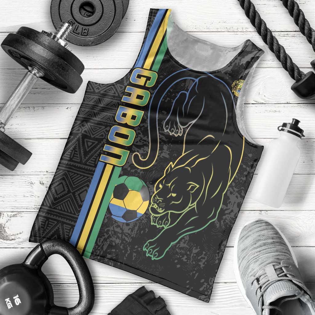 Custom Gabon Football Men Tank Top Go Les Pantheres - Black Ver