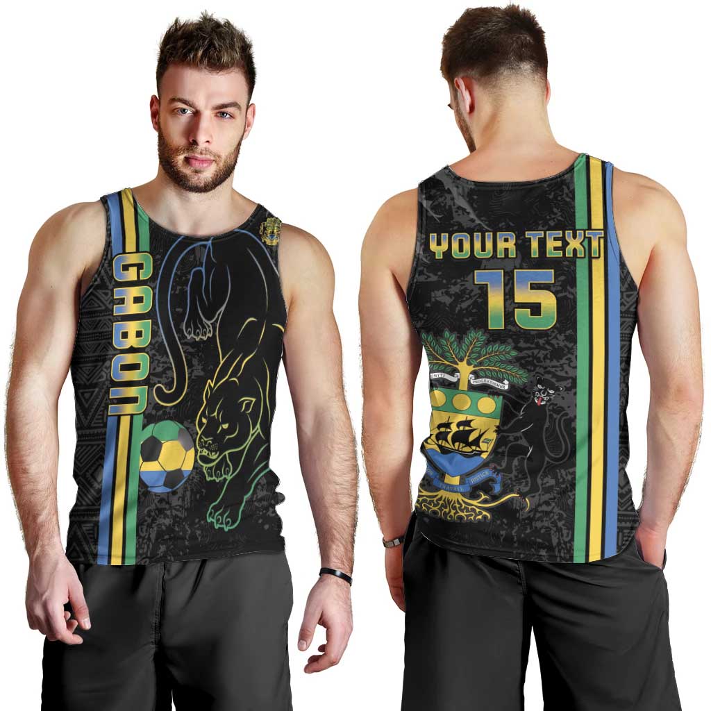 Custom Gabon Football Men Tank Top Go Les Pantheres - Black Ver
