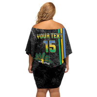 Custom Gabon Football Off Shoulder Short Dress Go Les Pantheres - Black Ver