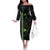 Custom Gabon Football Off The Shoulder Long Sleeve Dress Go Les Pantheres - Black Ver
