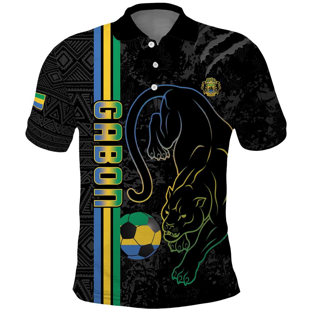 Custom Gabon Football Polo Shirt Go Les Pantheres - Black Ver