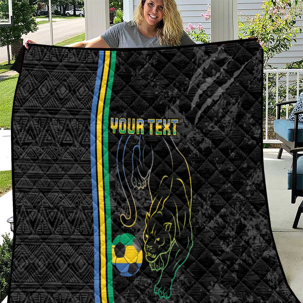 Custom Gabon Football Quilt Go Les Pantheres - Black Ver