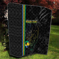 Custom Gabon Football Quilt Go Les Pantheres - Black Ver