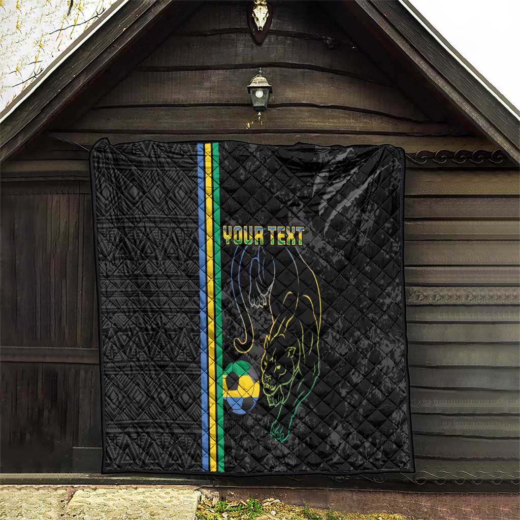 Custom Gabon Football Quilt Go Les Pantheres - Black Ver