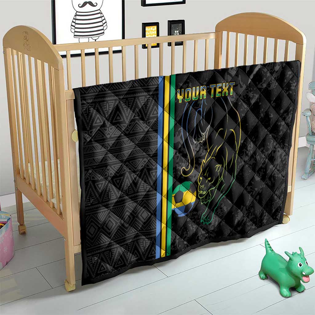 Custom Gabon Football Quilt Go Les Pantheres - Black Ver