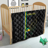 Custom Gabon Football Quilt Go Les Pantheres - Black Ver