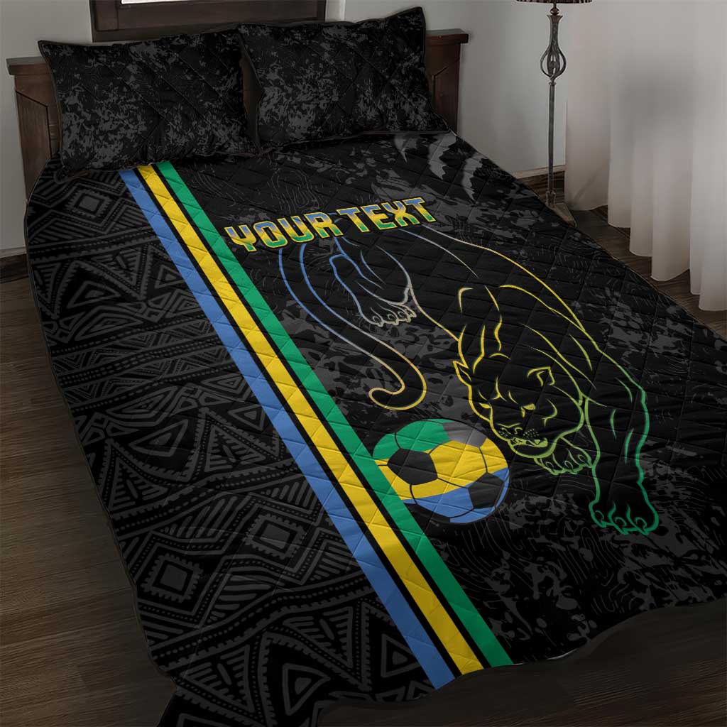 Custom Gabon Football Quilt Bed Set Go Les Pantheres - Black Ver
