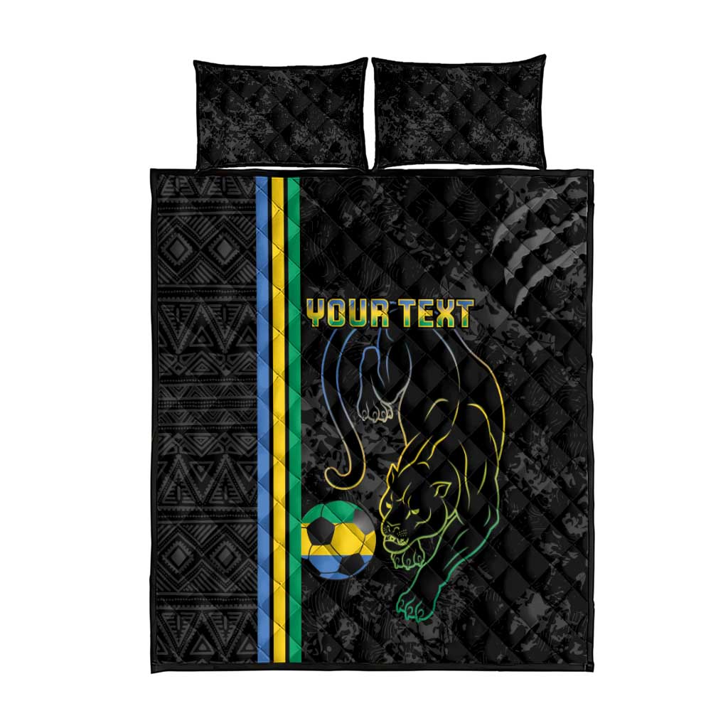 Custom Gabon Football Quilt Bed Set Go Les Pantheres - Black Ver