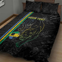 Custom Gabon Football Quilt Bed Set Go Les Pantheres - Black Ver